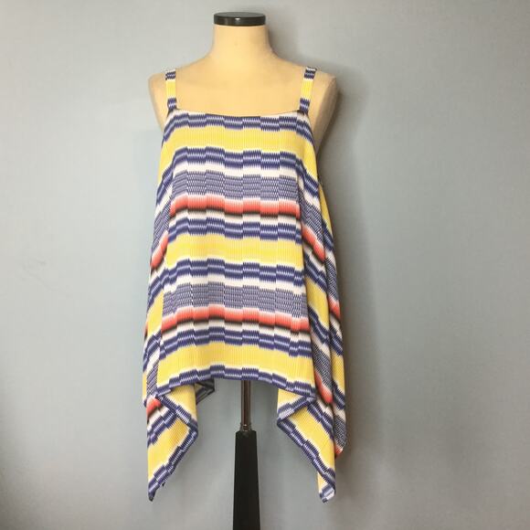 Vince Camuto 1X Handkerchief Hem  Striped Chiffon - Picture 2 of 5